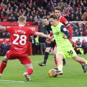 Jack Clarke dribbles through the Middlesbrough defence during Sunday's 1-1 draw at the Riverside