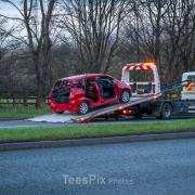 One person has been taken to hospital following a crash on Wolviston Road in Billingham Credit: TEESPIX