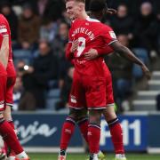 Emmanuel Latte Lath is congratulated after opening the scoring in Middlesbrough's win at QPR
