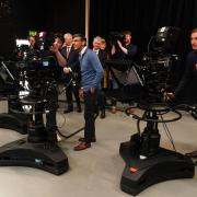 Rishi Sunak and Jeremy Hunt spoke to media during a visit to Sunderland University after the Chancellor backed the nearby Crown Works film studio project.