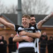 Darlington's Cameron Salkeld celebrates scoring the only goal of the game against Peterborough Sports