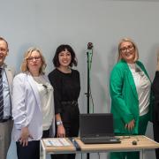 From the left, Dr Tony Lloyd, Celebrate Difference Qb Lead Joanne Stanton, Qbtech Clinical Team Manager (UK) Jess Brunet, Celebrate Difference founder Nicola Jayne Little