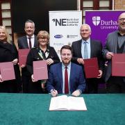 Council leaders and Jacob Young MP sign a trailblazer devolution deal handing more powers to the North East