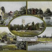 An Edwardian postcard promoting the many Darlington parks - although only two feature among its images