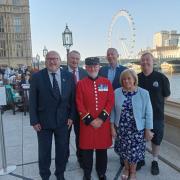 Grahame Morris, Alan Campbell, Kevin Maguire, Ian Mearns, Mary Glindon, with North East Chelsea Pensioner William Knowles.
