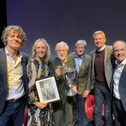 The Prince Hassan Pacha Cup at last weekend's 100th anniversary screening of Chariots of Fire with, from left, Shaun Campbell, Allison Curbishley, director David Puttnam, actor Nigel Havers, Steve Cram and host Jeff Brown