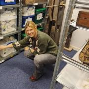 Anneke Hackenbroich hard at work in one of the museum’s storerooms