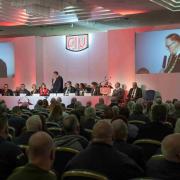 Geroge Smith, CIU national president and Durham branch chair, addressing last year's national conference in Blackpool's Grand Hotel