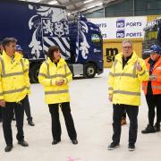 Labour Party leader Sir Keir Starmer, Shadow Chancellor Rachel Reeves and shadow energy secretary Ed Miliband during a campaign visit to Teesport