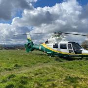 An air ambulance attended a ‘medical incident’ at High Spen in Gateshead yesterday morning Credit: GNAAS