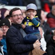 Henry Barber with dad Patrick at the Riverside Stadium on Saturday (May 4).