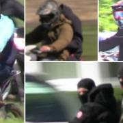 Police are looking for a baker’s dozen of "dangerous" off-road bike riders who rode through a graveyard.