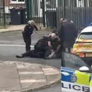 Police restrain and arrest a suspect in the Headlam Road area of Darlington Picture: Incidents on Teesside & County Durham