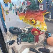 The colourful six-food cod has been installed on the Whitley Bay seafront at the start of an anti-pollution tour