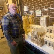 Clive Holmes from Durham beside his model of York Minster. His wife has asked him to give away his model of York Minster, as it was taking up too much room in the house.