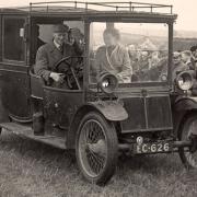 SHOW STOPPER: Restored 1910 Lanchester Landaulette in 1954 at a steam rally in Etherley Dene. Neilson Skilbeck is driving, with Mrs McConchie, a Wolsingham doctor's wife, in the passenger seat. Dr McConchie is in the back with Stewart Skilbeck, 6