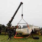 The fuselage of the Avro Shackleton arrives at the Yorkshire Air Museum, where it will be painstakingly rebuilt over the next two years