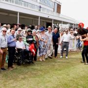 Graham Lee greets his winner at Redcar