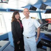Captain Hamish Elliott, on the Seabourn Sojourn with his wife, Gail