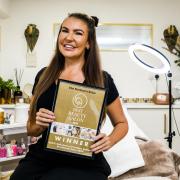 Becki Cooper with her certificate at Becki C's Nails, Beauty, Aesthetics in Darlington. 26.11.2025.  Photograph: Stuart Boulton/The Northern Echo