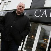 CRIME CRACKER: Bernard O’Mahoney outside and inside the cafe he has opened in Ferryhill, County Durham