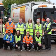 Some of Hambleton’s ten new apprentices in the waste and street scene department with Michelle Brewer, from training and environmental services company Nordic Pioneer, and Councillor Neville Huxtable