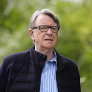 Lord Peter Mandelson outside his home in London