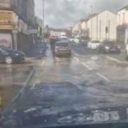 Water on the busy Darlington Junction.