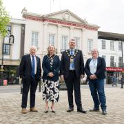 The leader of North Yorkshire Council, Cllr Carl Les, Mayoress of Ripon, Cllr Jackie Crozier, Mayor of Ripon, Cllr Andrew Williams, and North Yorkshire Council’s executive member for corporate services, Cllr Heather Phillips outside Ripon Town Hall