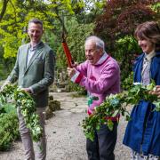 From left, head gardener Lawrence Wright, Gyles Brandreth and Lucinda Compton open the refurbished rock garden at Newby Hall in Ripon