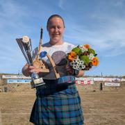 Eve Robson, of Hurworth, after being crowned Highland Games European Champion