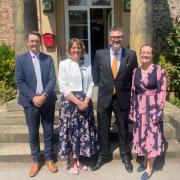Headmaster Jonathan Webb, chair of governors Elizabeth Jarvis, Justin Kitson and his old school friend, former RGS head girl Caroline Smith (née Dodsworth), who accompanied him for the day