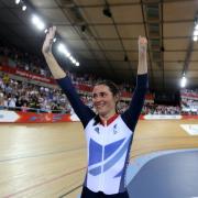 GOLDEN WONDER: Sarah Storey celebrates winning gold in the Velodrome yesterday, the first GB gold at the Paralympics