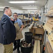 Paul McGinnety in the woodshop at the North East Autism Society