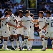 Middlesbrough players celebrate Will Lankshear's goal at QPR
