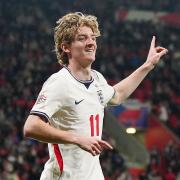 Anthony Gordon celebrates his opener against Czechia (Bradley Collyer/PA)