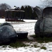 Unexplored park: A view of the sculpture and the bandstand in North Park, on a snowy day last week