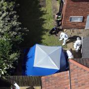 An aerial photo of the scene behind the house in York at the centre of the investigation