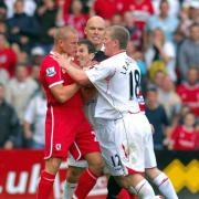 SPARRING PARTNERS: Lee Cattermole and Grant Leadbitter confront each other during Middlesbrough and Sunderland's 2-2 draw in 2007-8
