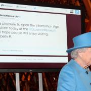 FIRST TWEET: The Queen sends her first tweet during a visit to the Information Age Exhibition at the Science Museum in London last month