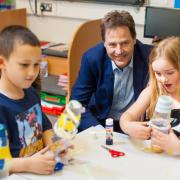 Nick Clegg meets pupils during a visit to a primary school in north London