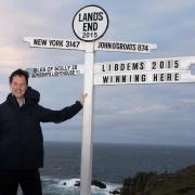 Liberal Democrats Party leader Nick Clegg at Land's End in Cornwall, as he embarks on a Land's End to John O'Groats campaign marathon
