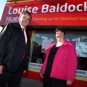 LORD SUPPORT: Lord Matthew Oakeshott, former Liberal Democrat peer and Treasury spokesperson, with Labour’s Louise Baldock in Stockton South. Picture: TOM BANKS