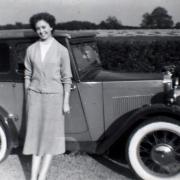 FIRST CAR: Ralph's wife Pam with the car around 1953.