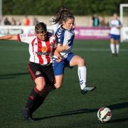 Durham Women v Sunderland Ladies in the F.A. WSL Continental Tyres Cup at New Ferens Park, Durham City. Durham's Courtney Corrie and Sunderland's Abby Holmes. Picture: CHRIS BOOTH (32891021)