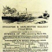 A Stockton and Darlington Railway timetable for summer of 1836 , the drawing at the top shows the Magnet, a passenger steam engine built in 1835 by Timothy Hackworth at his Soho Works in Shildon. It cost £1,050.