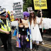Anti-fracking protestors at a peaceful rally outside North Yorkshire county council offices in Northallerton. Picture: Stuart Boulton.