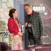 Mary Cole (Patti Clare) and Colin (Jim Moir) at the radio station