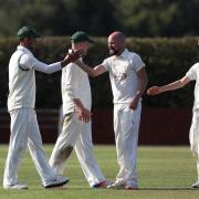 Stokesley clebrate after Matthew Smith claimed the wicket of Hartlepool's Ollie Mole during the NYSD Premier Division match