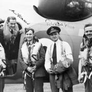 Thornaby Aerodrome - A 608 aircrew from 1941, with Wing COmmander Peter Vaux, from Barton, pictured second from right